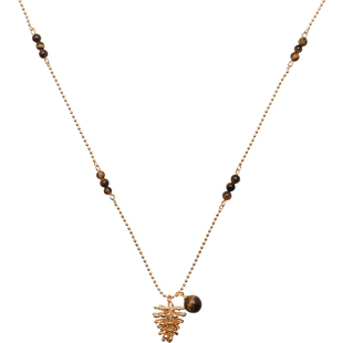 方糖家 复古轻奢松果吊坠虎眼石冬季毛衣链高级感2026新款长项链