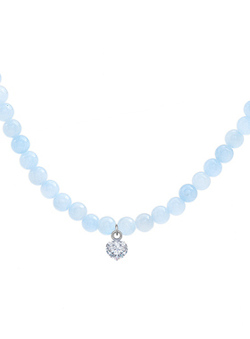 月湖蓝项链女短款高级感串珠颈链