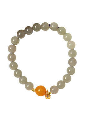 天然和田玉冰料烟灰圆珠原创搭配款手链 女款玉石手串饰品礼物