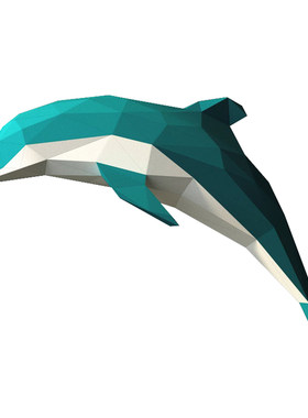 海豚壁挂几何折纸3D立体纸模型纸