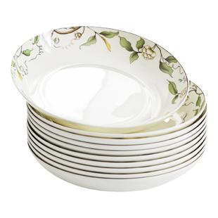 盘子菜盘家用套装陶瓷碟子8英寸饭盘唐山骨瓷盘餐具餐盘深盘圆盘