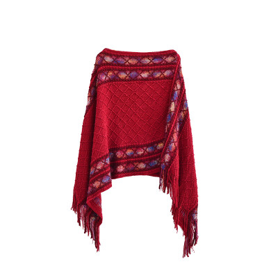 复古民族风披肩女披风针织