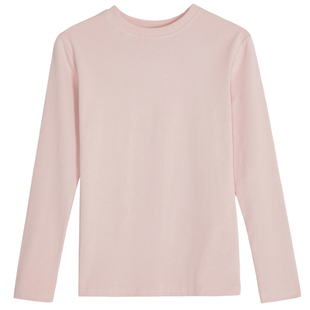 白色打底衫女西装内搭2025秋冬基础款小圆领长袖t恤修身棉质上衣