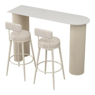 岩板高脚吧台桌奶油风家用长条桌客厅沙发阳台隔断迷你休闲小吧台