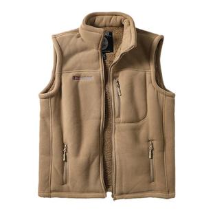 外贸出口挪威双面加厚摇粒绒马甲男款冬季羊羔绒马夹外套加绒背心