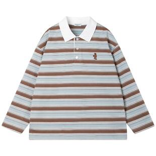 MUCMUKN【游学小熊】学院风复古假两件条纹polo衫男女童26春新款