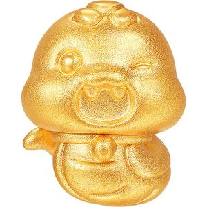 明牌珠宝黄金HAPPY十二生肖手串 硬金蛇年吉祥物圣诞礼物AFP1055