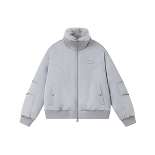 FORNINES双拉链座山雕棉服外套男款冬季翻领大毛领防寒服棉袄女