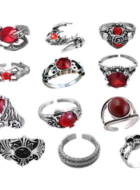 创意红宝石戒指钛钢镶嵌创意