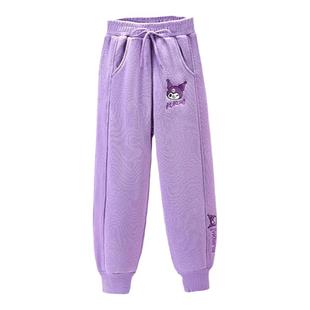 女童羊羔绒裤子2025新款女孩外穿冬季卫裤儿童库洛米羊羔绒运动裤