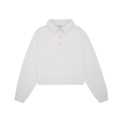 GUESS天星镶钻polo领长袖卫衣