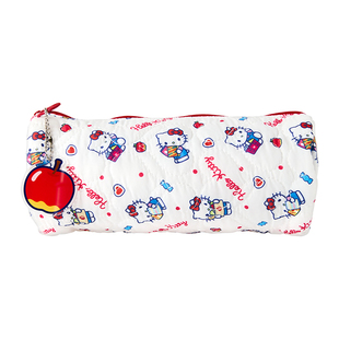 iiGEN一正Hello Kitty卡通笔袋可爱学生文具盒软绵绵圆筒式收纳袋 儿童轻量便携可水洗棉大容量凯蒂猫笔袋