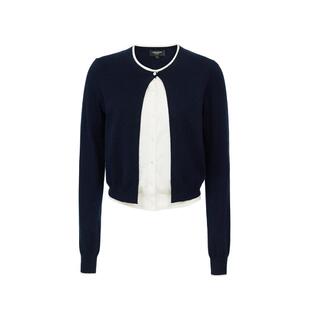 绫致Vero Moda针织衫女26春季新款含绵羊毛拼接撞色修身针织开衫