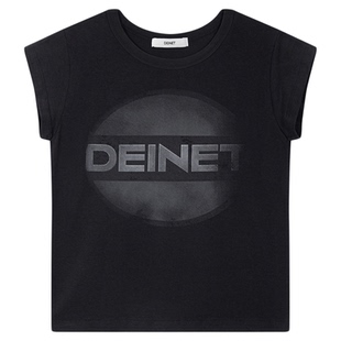 Deinet 韩国小众设计师品牌美式复古印花纯棉短袖个性百搭T恤女