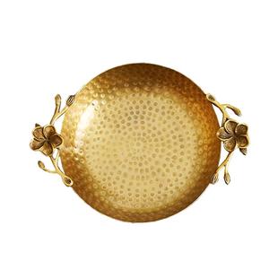 费灵家居美式复古梅花造型把手黄铜小糖盘创意收纳盘 果盘 首饰盘