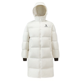 骆驼运动中长款羽绒服女款冬季黑色加厚北影连帽羽绒外套男