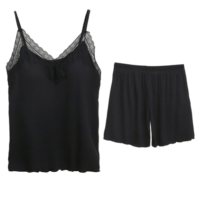 韩薇女莫代尔螺纹木耳花边带胸垫