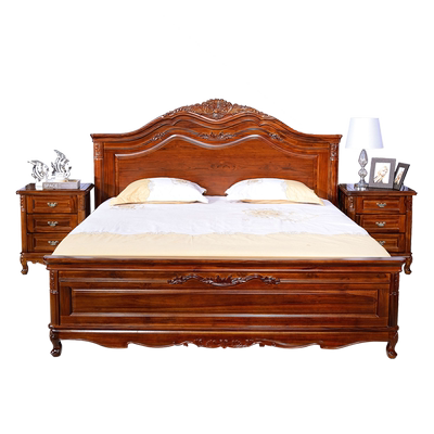 宅家欧式风雕花卧室全柚木床
