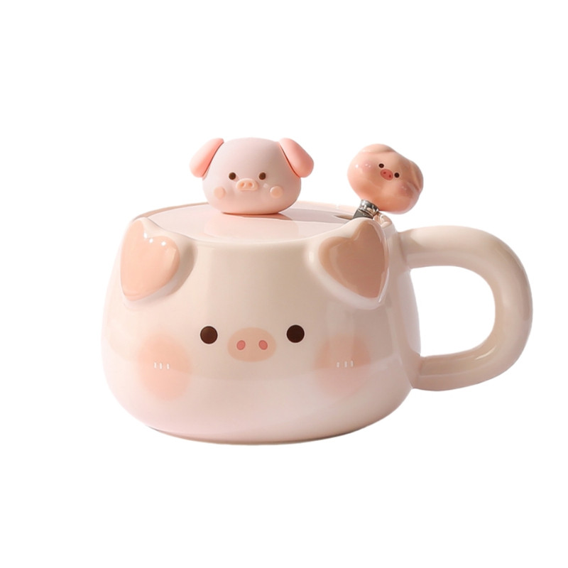 可爱小猪杯子陶瓷家用喝水杯
