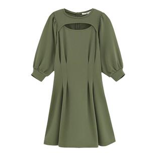 SLY 春季Y2K甜美泡泡袖镂空收腰连衣裙女030GSI83-2070