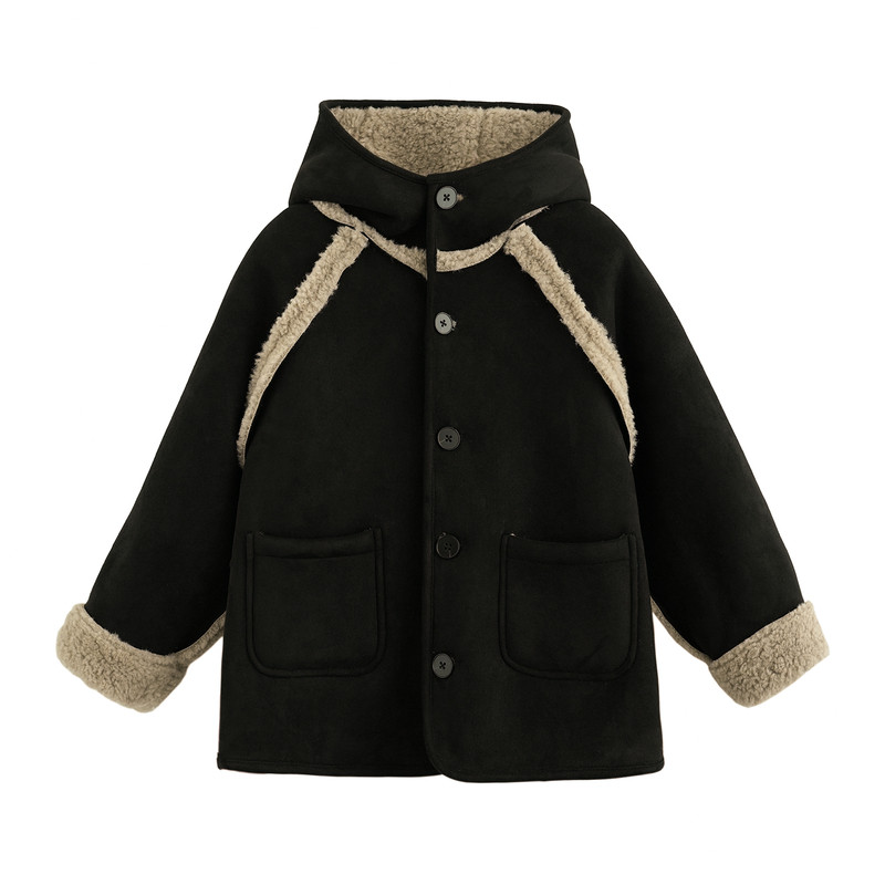 砚台家童装女童皮毛一体外套2025冬装新款儿童一体绒保暖宝宝上衣