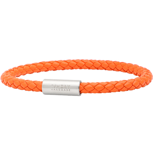 简约橘色牛皮手链男女时尚百搭真皮编织皮绳手环可穿金珠一生之环