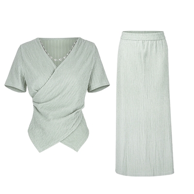 马天奴上衣衬衫半身裙两件套装