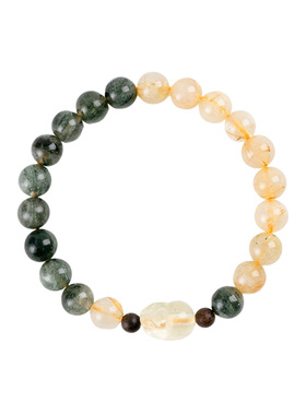 【财业双启】绿发晶金发晶貔貅水晶手串范李李旺财助业新年手链