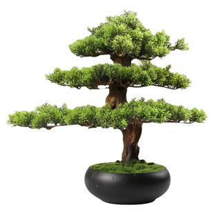 新中式仿真迎客松禅意摆件客厅酒店玄关盆景绿植小盆栽桌面装饰品