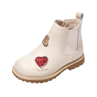 芭比童鞋儿童马丁靴2025新款秋冬短靴加绒棉靴小童公主靴女童靴子