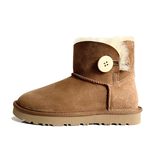 低筒木扣雪地靴女2025新款保暖加厚河南桑坡村真皮羊皮毛一体款