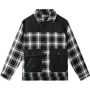 gxgjeans男装 2024年冬季新款粗花呢牛仔拼接翻领羽绒服男