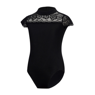 儿童芭蕾舞夏季练功服舞蹈服女童体操服纱裙形体服跳舞连体套装黑