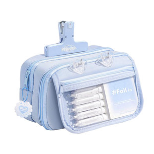 ins冰川蓝!9层大容量笔袋女生2025超火新款高颜值文具盒男孩款小学生初中生简约铅笔盒女孩小众不撞款文具袋