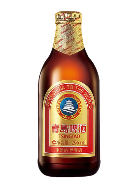 【青岛小金质】原浆白啤酒296ml*24瓶整箱青岛特产小麦小棕金小瓶