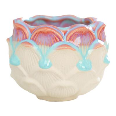 陶瓷多肉花盆透气粗陶送托盘