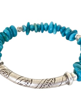 真正睡美人绿松石部落银管手链