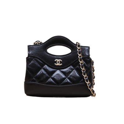 【自营】中古98新Chanel/香奈儿斜挎包24S31Bag超Mini黑色皮革S