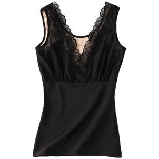 真丝拉绒保暖背心女秋冬加厚加绒紧身美体托胸打底保暖内衣女马甲