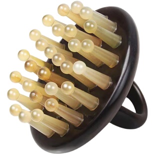 天然羊角指环28齿按摩加厚头皮疏通经络梳子头疗刮痧推背全身通用