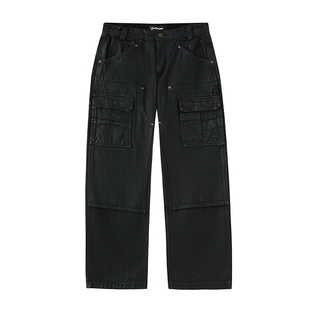 VIA VITSOE 黑刷蜡卡哈特口袋工装裤 BLACK WAXED CARGO PANTS