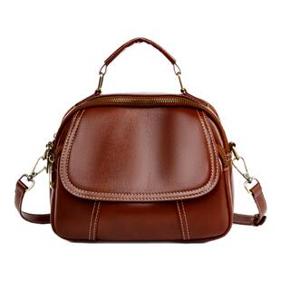 真皮手提小圆包女士2026新款复古时尚斜挎包多隔层女款手拎单肩包