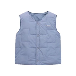 中大童羽绒马甲男童内外穿秋冬羽丝绒男女学生儿童轻薄保暖背心