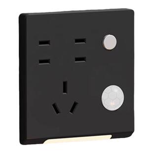 LED人体感应夜灯五孔插座小夜灯86型暗装床头过道走廊楼梯地脚灯