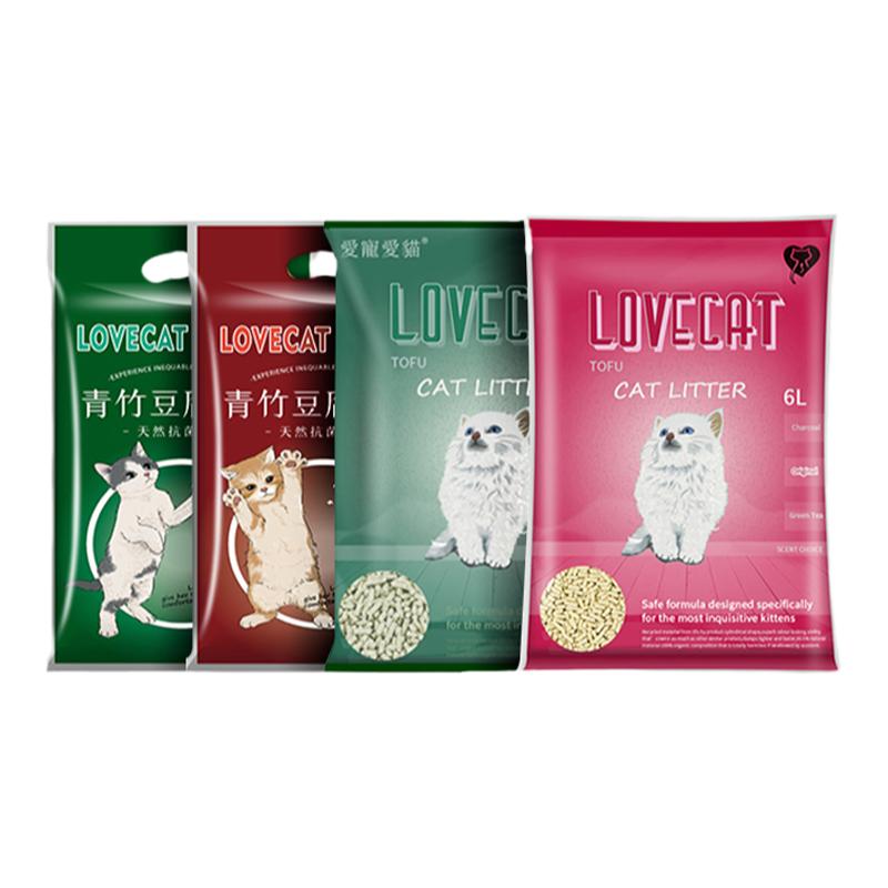 love爱宠爱猫cat绿茶植物豆腐猫砂除臭猫沙6L*6经典系列猫砂