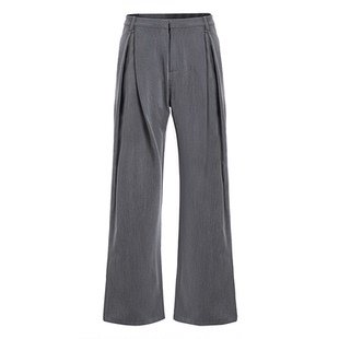 GANGURRU双层褶弯刀西裤男立体A字廓形TR面料cleanfit通勤休闲裤