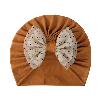 网纱蝴蝶结莫代尔婴儿帽子胎帽