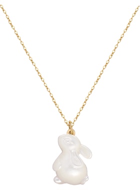 甜美玉兔白贝壳钛钢项链锁骨链