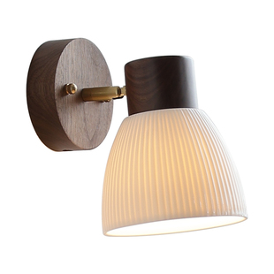 烁阳北美黑胡桃木壁灯复古设计师民宿酒店橱窗装饰卧室床头小壁灯