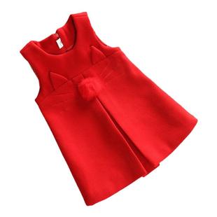 女童毛呢背心裙2025秋冬加厚韩版女孩气质修身无袖连衣裙子呢子裙